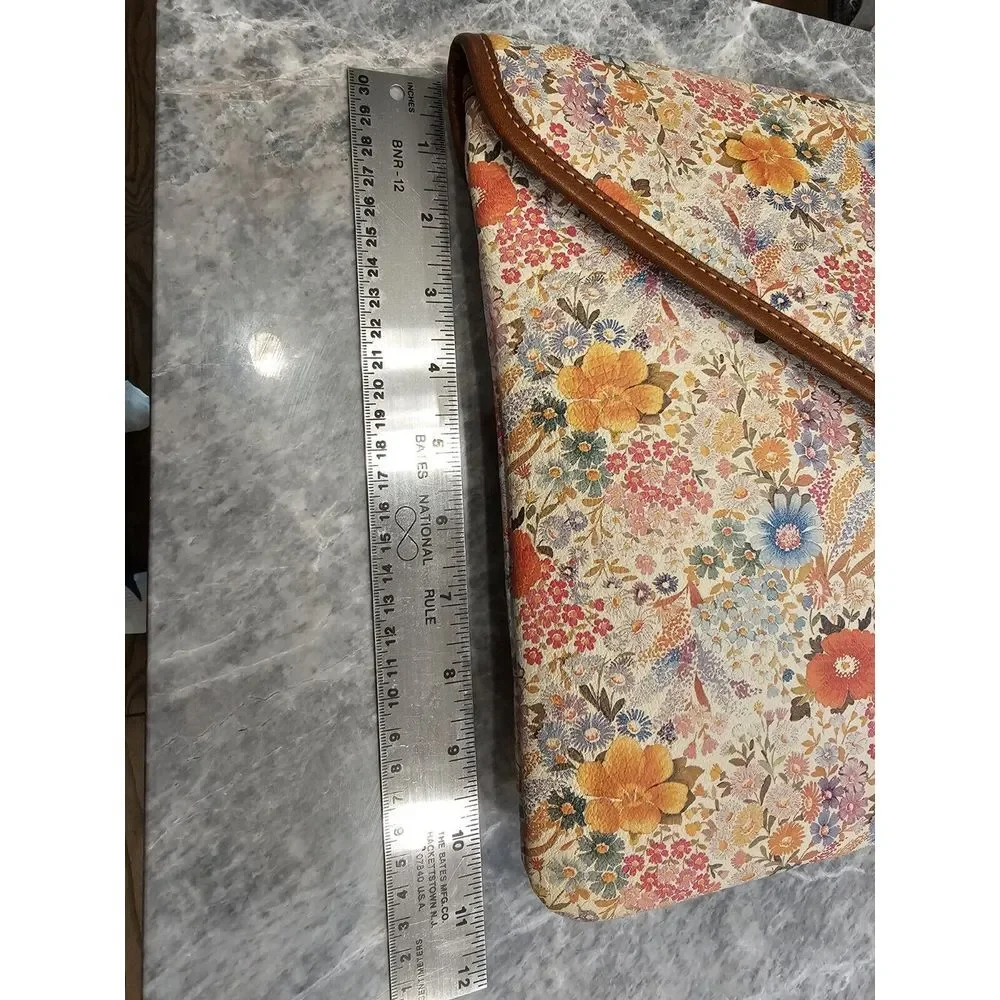 Soie & Cuir‎ Made In Italy V&V Clutch Handbag Beautiful Leather Accents Floral